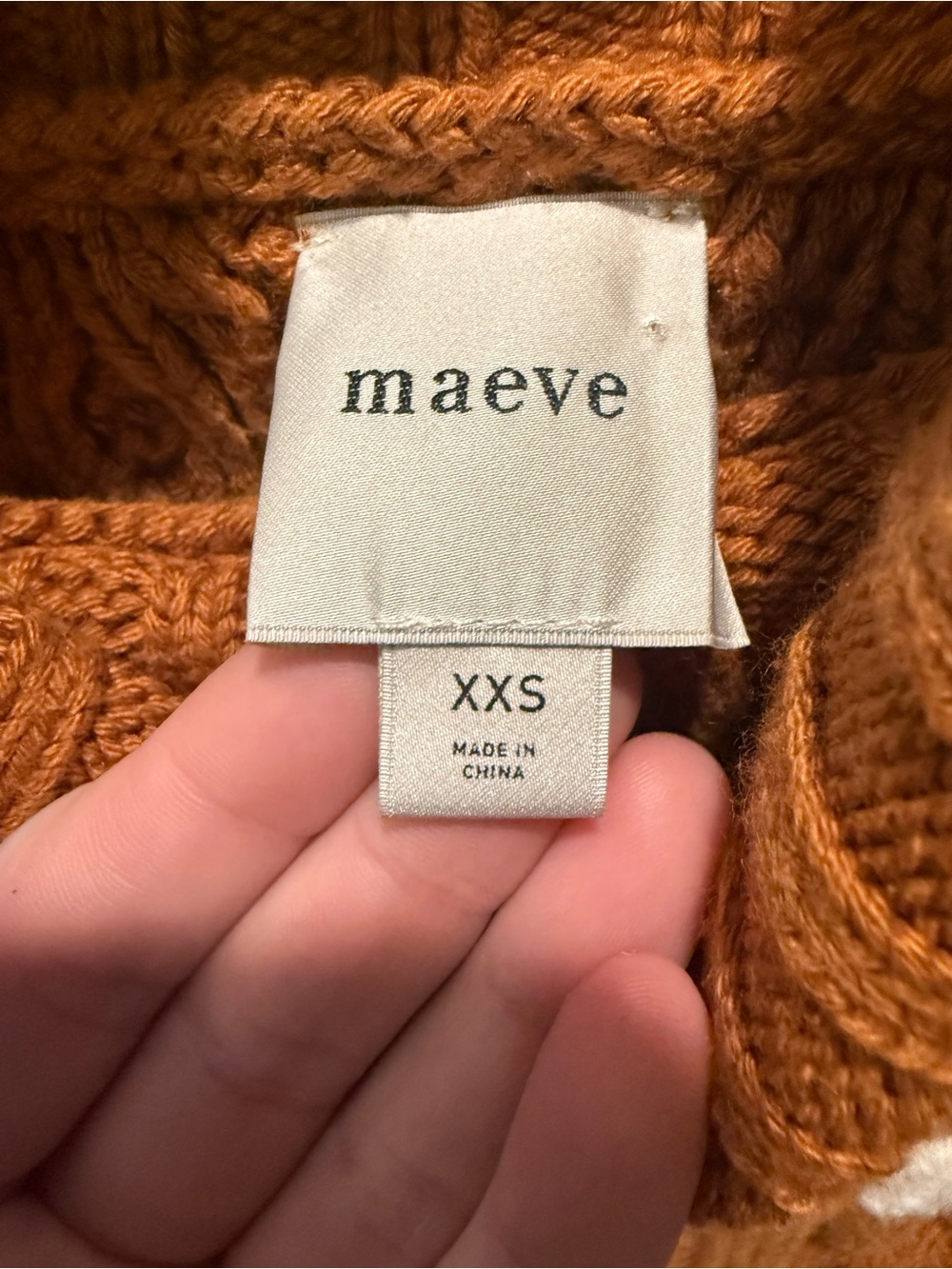 Maeve Anthropologie Cable Knit Turtleneck Bow Sweater Brown Cream XXS - Picture 3 of 6